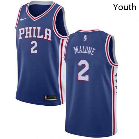 Youth Nike Philadelphia 76ers 2 Moses Malone Swingman Blue Road NBA Jersey Icon Edition